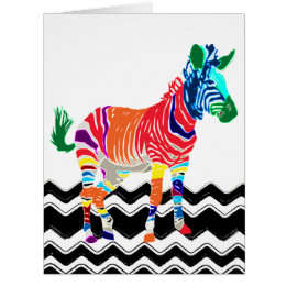 Rainbow Zebra Animals Monogrammed Mönster Party Jumbo Kort