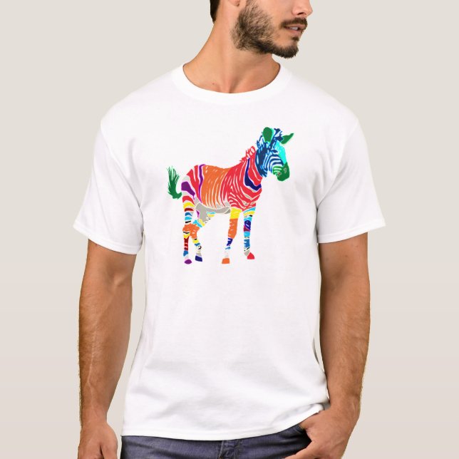 Rainbow Zebra Animals Monogrammed Mönster Party Tee (Framsida)