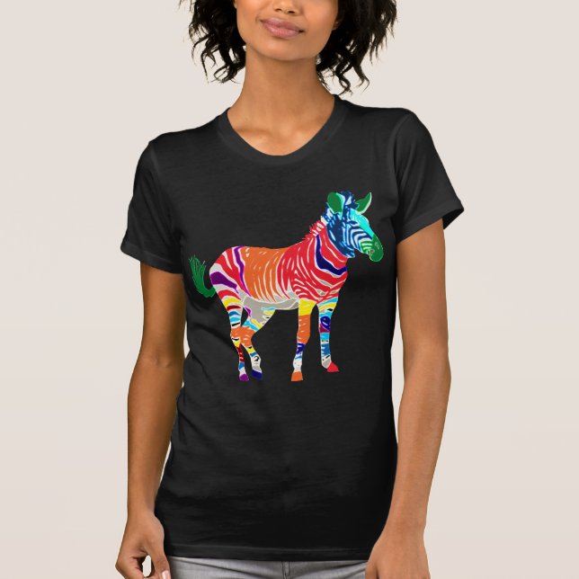 Rainbow Zebra Animals Monogrammed Mönster Party Tee (Framsida)