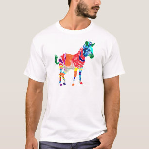 Rainbow Zebra Animals Monogrammed Mönster Party Tee Shirt