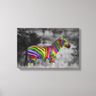 Rainbow Zebra Canvastryck