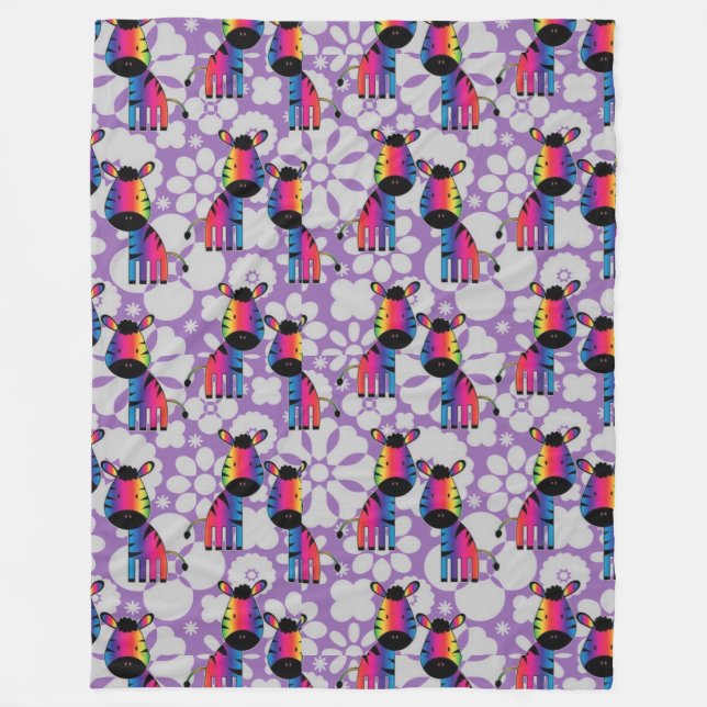 Rainbow Zebra Fleecefilt (Framsidan)