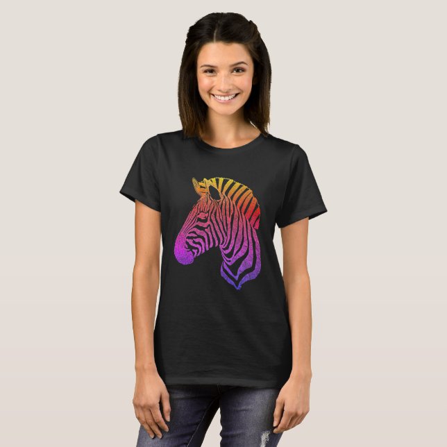 Rainbow Zebra Head T Shirt (Hel framsida)