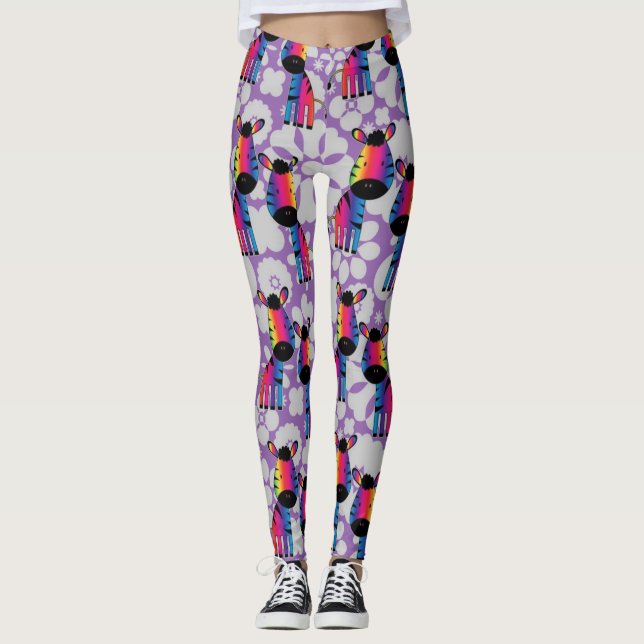 Rainbow Zebra Leggings (Framsida)