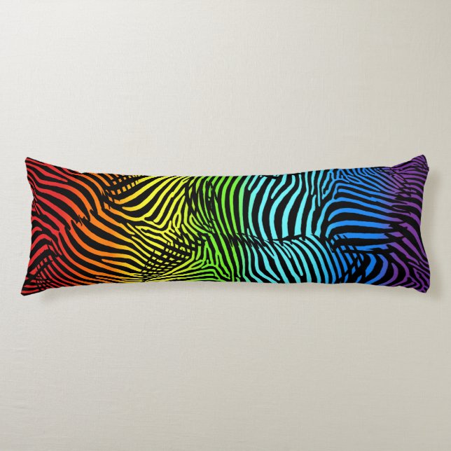 Rainbow Zebra Patterned Stripe Body Pillow Kroppskudde (Framsidan)