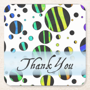 Rainbow Zebra Polka Dot Mönster Tack Underlägg Papper Kvadrat