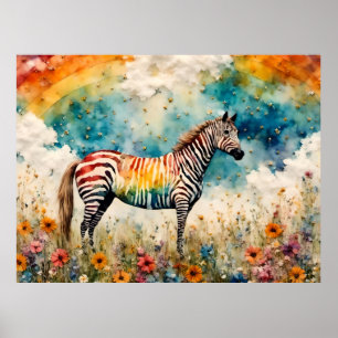 Rainbow Zebra Poster