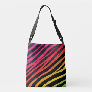 Rainbow zebra tryck multifärg axelväska