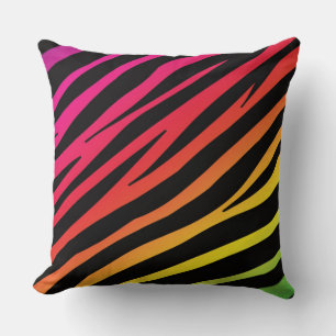 Rainbow zebra tryck multifärg kudde