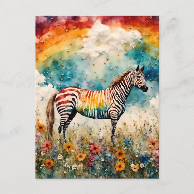 Rainbow Zebra Vykort (Framsida)