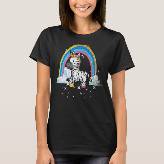 Rainbow Zebracorn Afrika Animal Fantasy Zebra Unic T Shirt (Framsida)