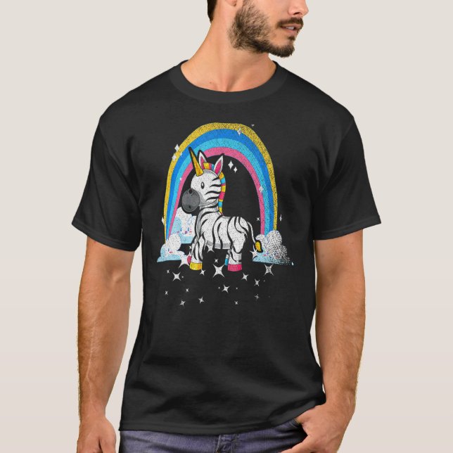 Rainbow Zebracorn Afrika Animal Fantasy Zebra Unic T Shirt (Framsida)