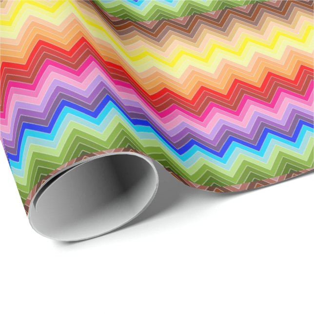 Rainbow Zig Zag Presentpapper (Rullad Hörn)