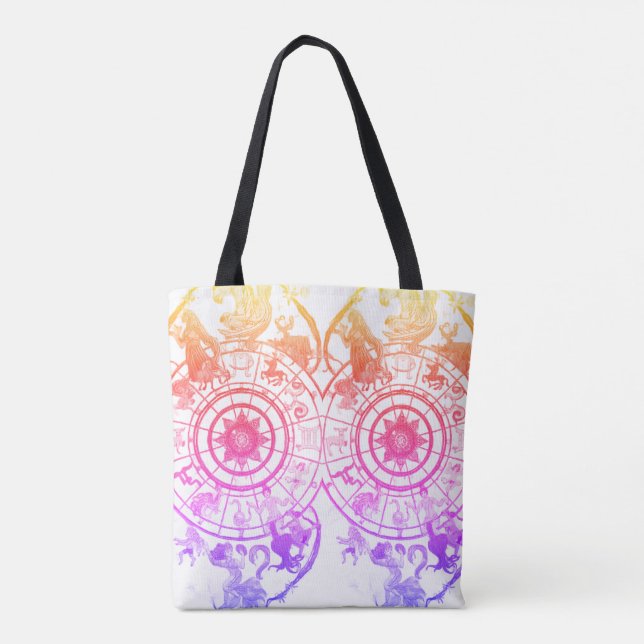 Rainbow Zodiac Astrological Signs  on a Tote Bag Tygkasse (Baksida)