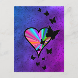 Rainbowheart och Butterfly Vykort
