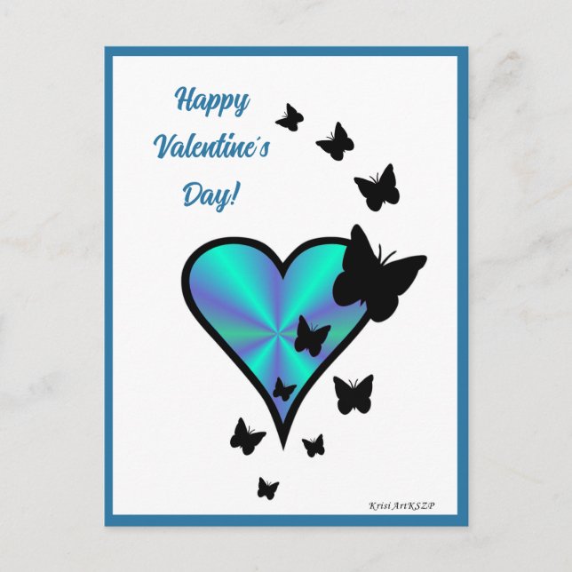 Rainbowheart och Butterfly Vykort (Framsida)