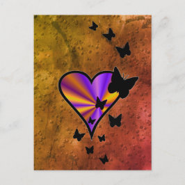 Rainbowheart och Butterfly Vykort