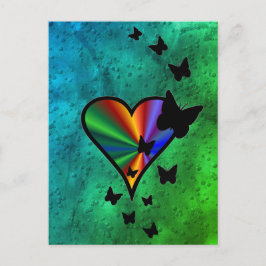 Rainbowheart och Butterfly Vykort