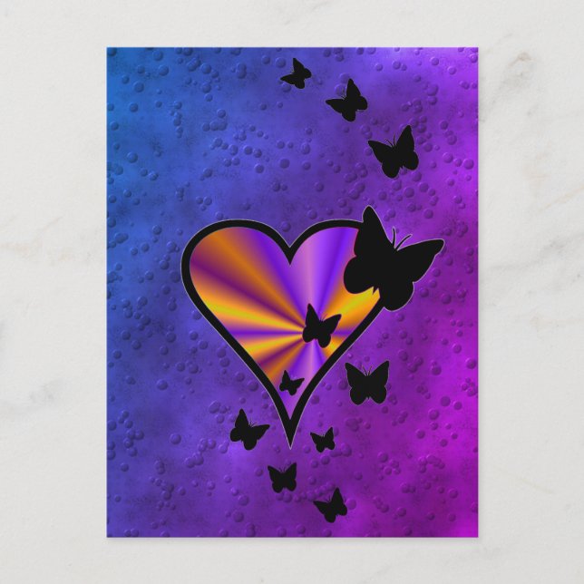 Rainbowheart och Butterfly Vykort (Framsida)