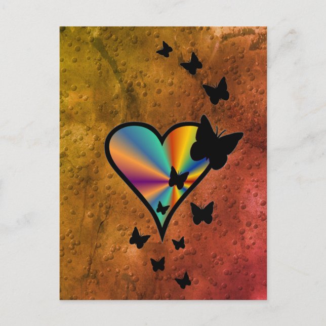 Rainbowheart och Butterfly Vykort (Framsida)