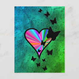 Rainbowheart och Butterfly Vykort