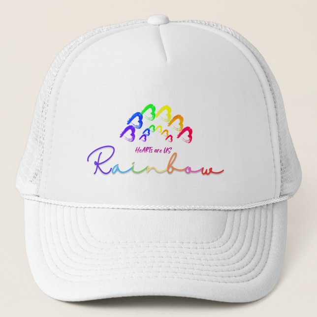 RainbowHearts  Trucker Hat  Keps (Framsida)