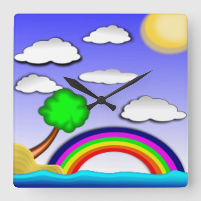 RAINBOWLAND FYRKANTIG KLOCKA (Framsida)