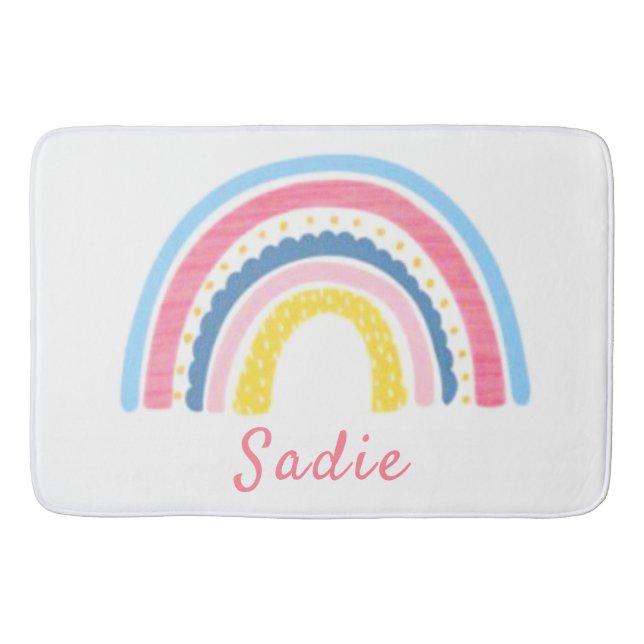 Rainbows Boho Rosa Blue Gult Namn Cute Badrumsmatta (Framsidan)