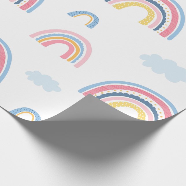 Rainbows Boho Rosa Blue Gult Roligt Cute Presentpapper (Hörn)
