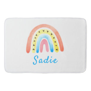 Rainbows Boho Rosa Gult Hearts Namn Badrumsmatta