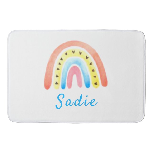 Rainbows Boho Rosa Gult Hearts Namn Badrumsmatta (Framsidan)