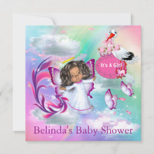 Rainbows,Fluffy Clouds & Baby Butterfly-inbjudan Anteckningskort