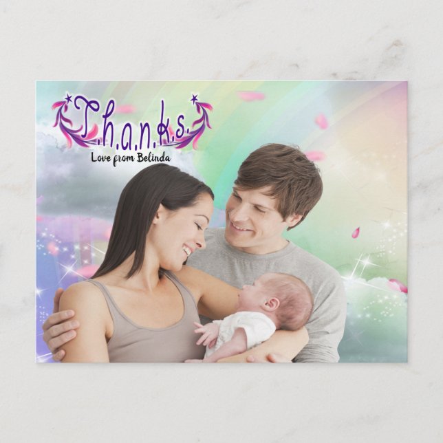 Rainbows, Fluffy clouds & Butterfly Photo Postcard Vykort (Framsida)