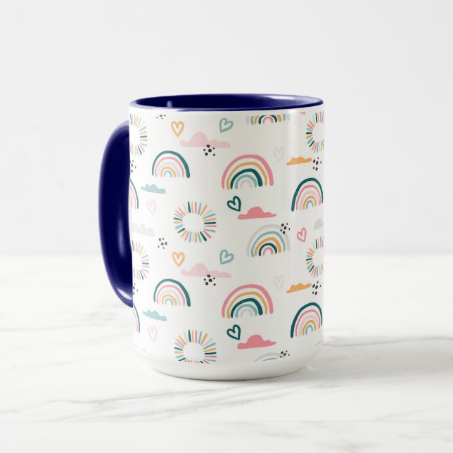 Rainbows & Hearts Mönster Mugg (Framsida vänster)