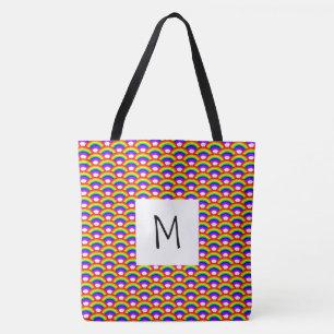 Rainbows Monogram Tote Bag Tygkasse