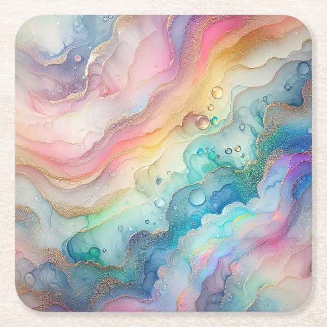 Rainbows och Bubbles Papper & Party Tallrikar Underlägg Papper Kvadrat (Framsidan)