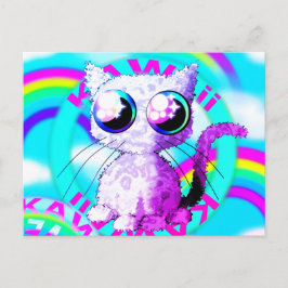 Rainbows och en katt i Kawaii stil Vykort