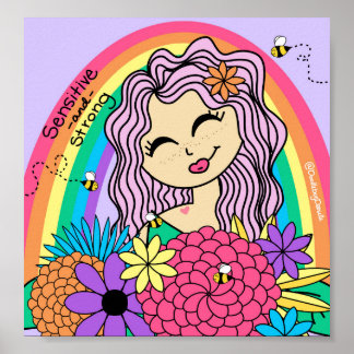 Rainbows och Flowers Poster