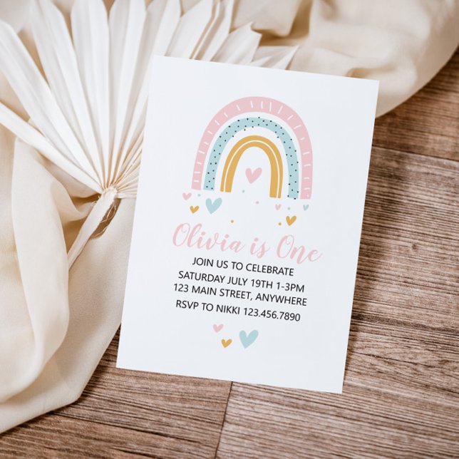 Rainbows och Hearts första födelsedag Inbjudan Pas (Skapare uppladdad)