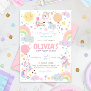 Rainbows och Unicorns Birthday Call Unicorn Inbjudningar