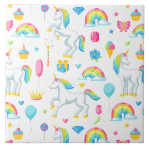 Rainbows och Unicorns Fantasy Fairy Tale Cute Kakelplatta