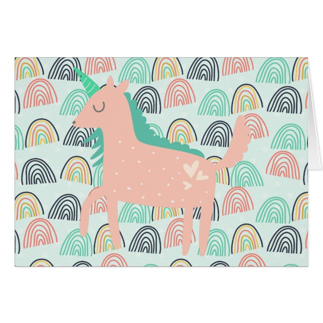 Rainbows och Unicorns Hälsningskort (Framsidan Horizontal)