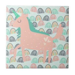 Rainbows och Unicorns Kakelplatta