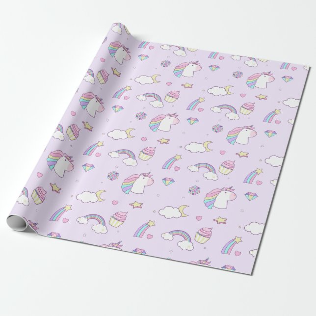 Rainbows och Unicorns Presentpapper (Utrullad)