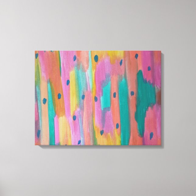 Rainbows & Raindros Colorful Abstrakt Canvas Art (Framsida)