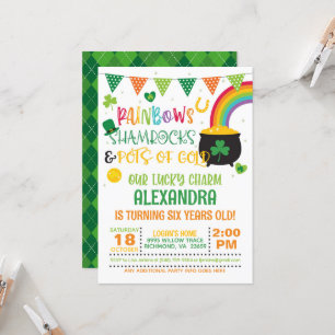 Rainbows, Shamrocks och Pots of Guld Birthday Inbjudningar