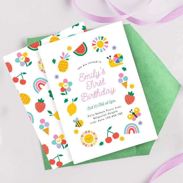 Rainbows Sunshine Party Invite, Summer Birthday Inbjudningar (Skapare uppladdad)