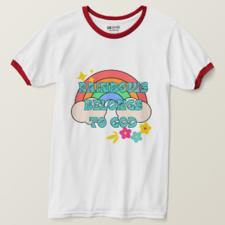 Rainbows tillhör till guds kristna retro t shirt