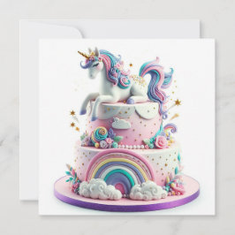 RAINBOWS & UNICORNS BARNS FÖDELSEDAG CAKE KORT