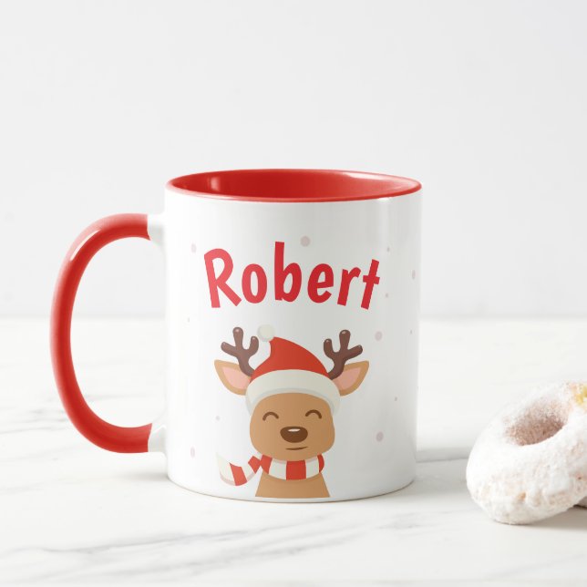 Raindeer Santa Personalize Christmas Coffee Mug Mugg (Med munk)
